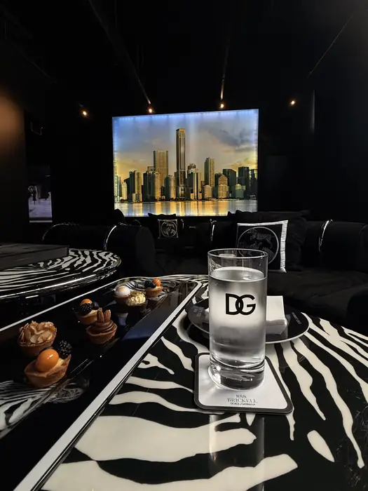 Interior of a private media and screening lounge